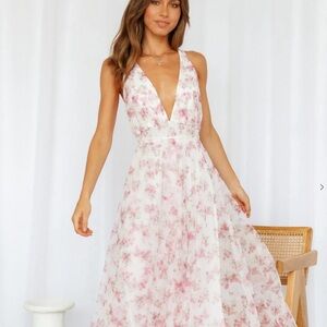 Hello Molly Pink Plunge Maxi Dress